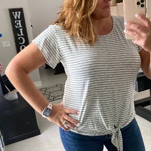 Front Tie Stripe Shirt